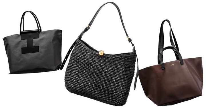 イグアッチのナイロントートとフルラのラフィアバッグとCAHUのトートバッグ