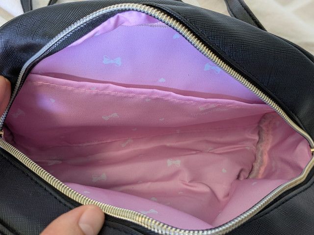 mezzopianoおしゃれボストンバッグピンクの裏地