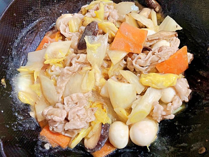 水溶き片栗粉を加える