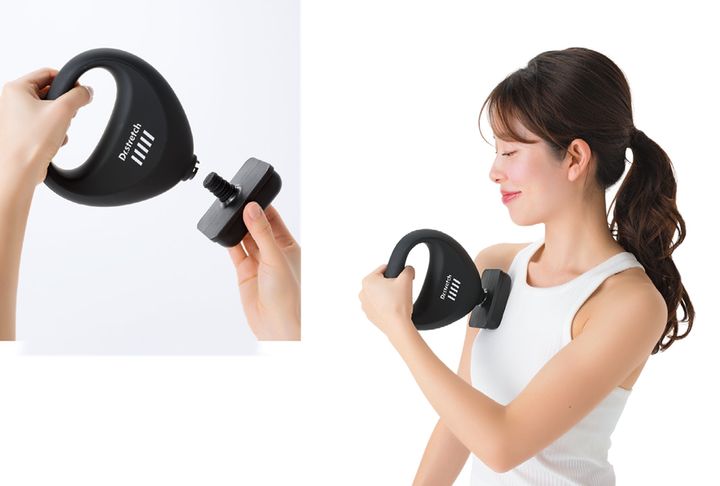 コアストレッチバンドの使い方。ハンドルにアタッチメントを付けても使える。