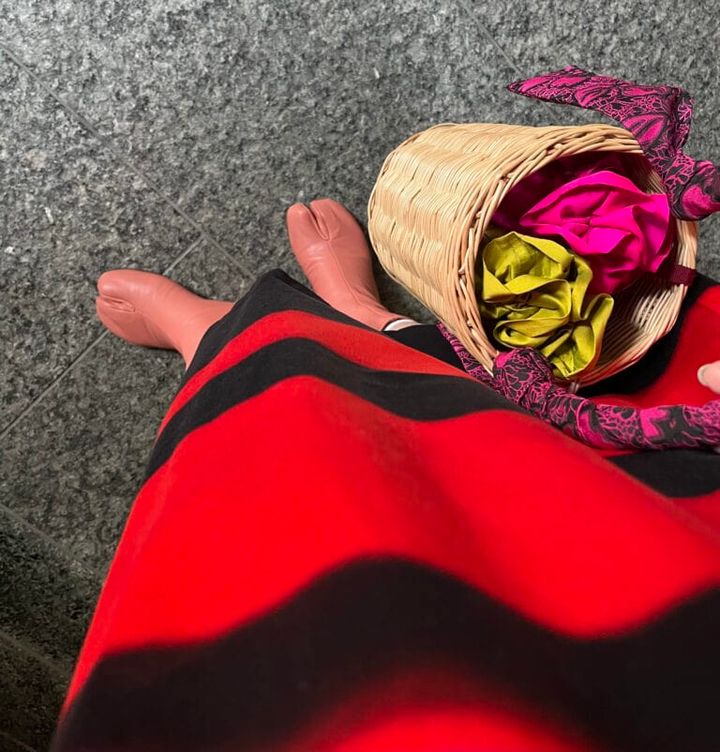 ワンピース／Dries Van Noten（古着）、ブーツ／Maison Margiela