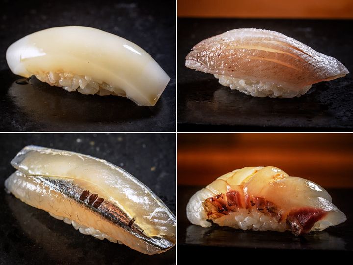 築地『鮨処 やまと』のスミイカを含む握り４貫