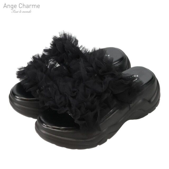 2025春しまむらレディースコラボ厚底フリルサンダル