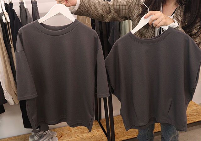 GUのドライウエストタックT＆ドライワイドT［5分袖］