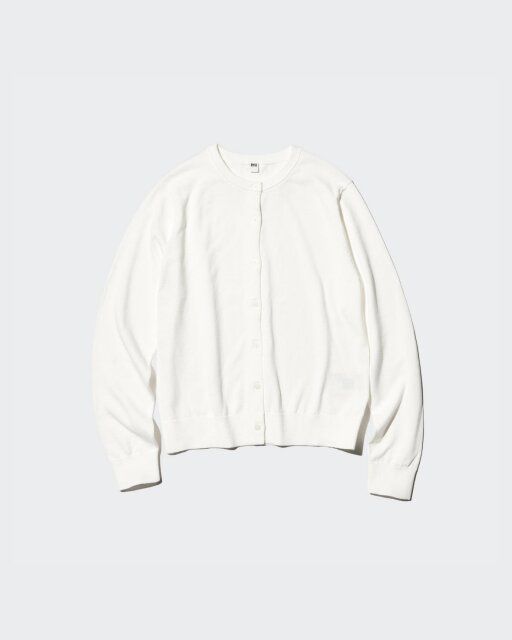 ユニクロ UVカットクルーネックカーディガン OFF WHITE