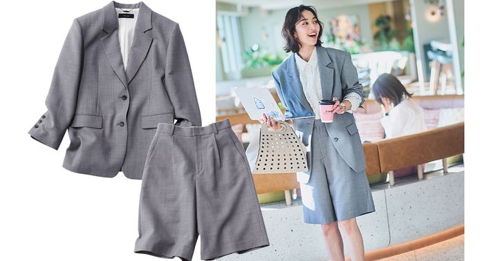 アルアバイルのグレーのハーフパンツとジャケットのセットアップ