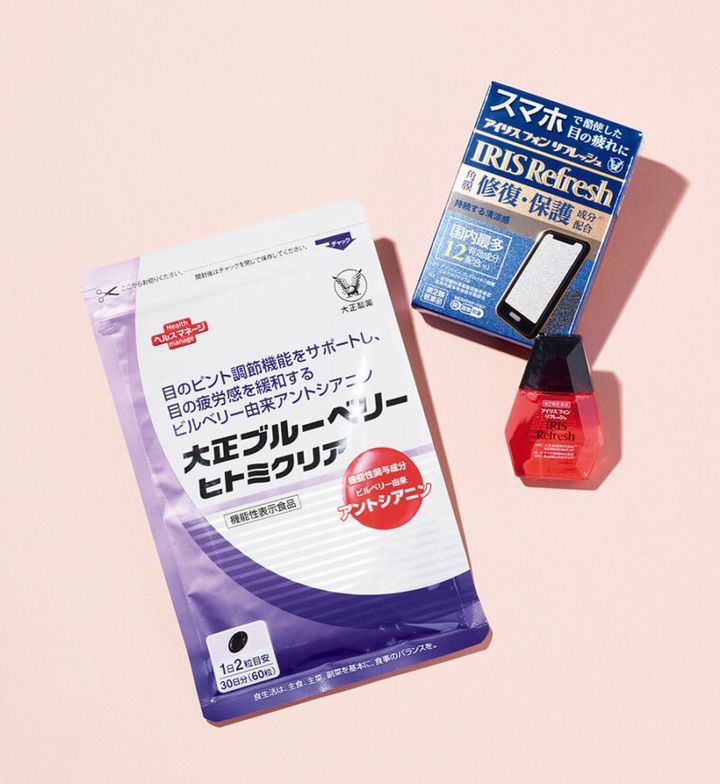 ⚫︎ アイリス フォン リフレッシュ￥1,496／お客様119番室 ⚫︎ 大正ブルーベリー ヒトミクリア（60粒・30日分）￥3,456／大正製薬ダイレクトセンター