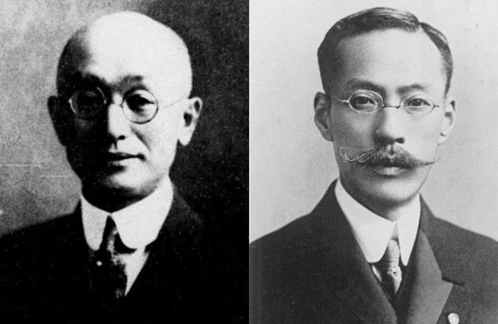 左：住友5代目総理事の湯川寛吉、右：住友家15代当主の住友友純