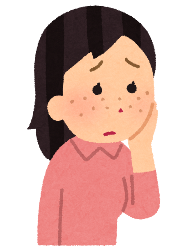 シミ・ソバカスを気にする人のイラスト（女性） | かわいいフリー素材 ...