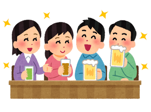 楽しい飲み会のイラスト（私服）