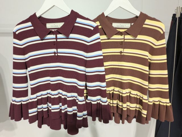 2枚のボーダーリブポロセーター
