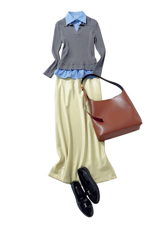 春色を効かせたフェミニン通勤コーデ