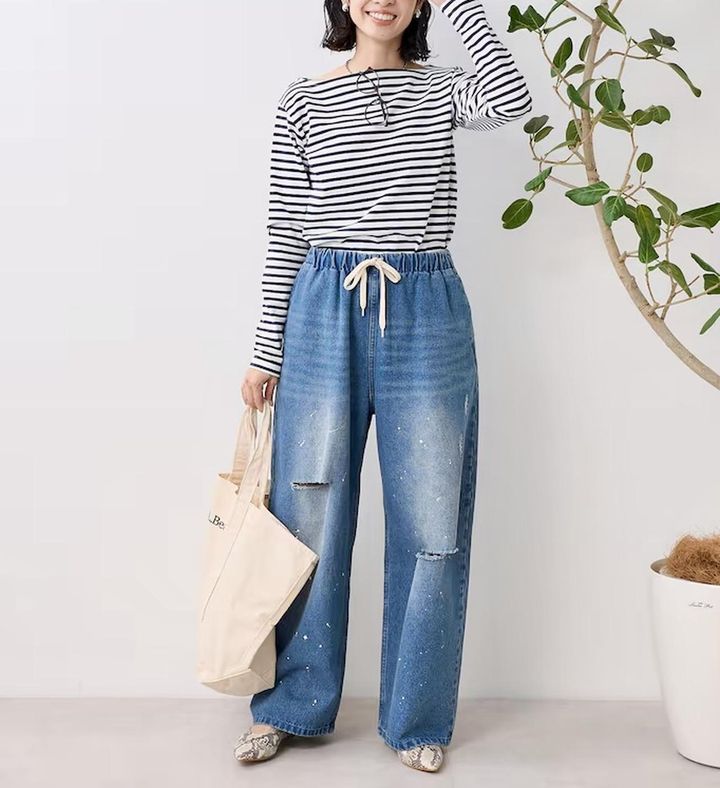 画像: ウォッシュ加工 ペイント イージーデニムパンツ￥8,580（FREAK'S STORE） www.daytona-park.com