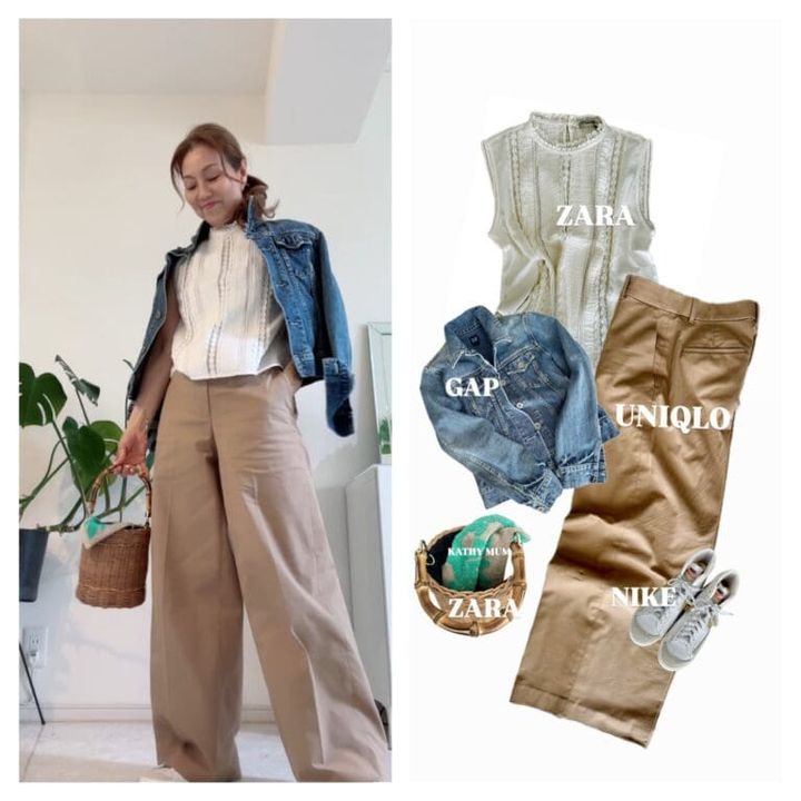 「ユニクロ」チノパンツコーデ①