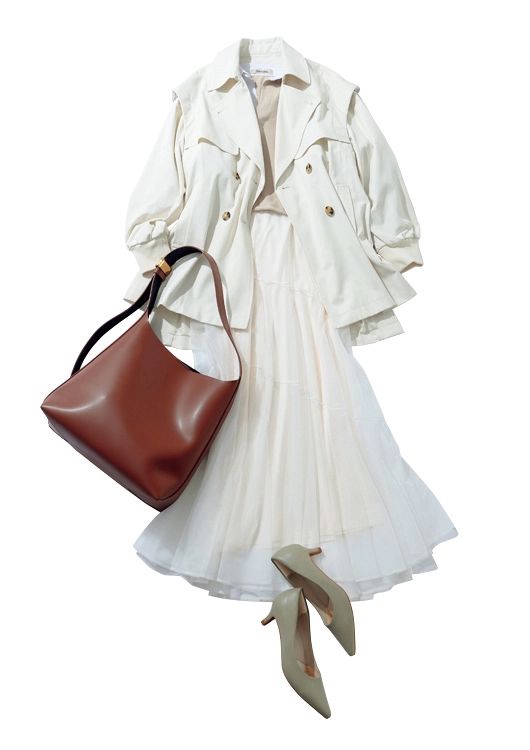 淡色トーンで軽快な春の休日コーデ