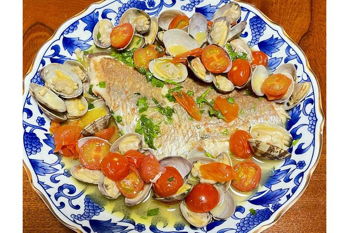 ▲アサリのうまみを存分に味わえて栄養価も高いアクアパッツア。