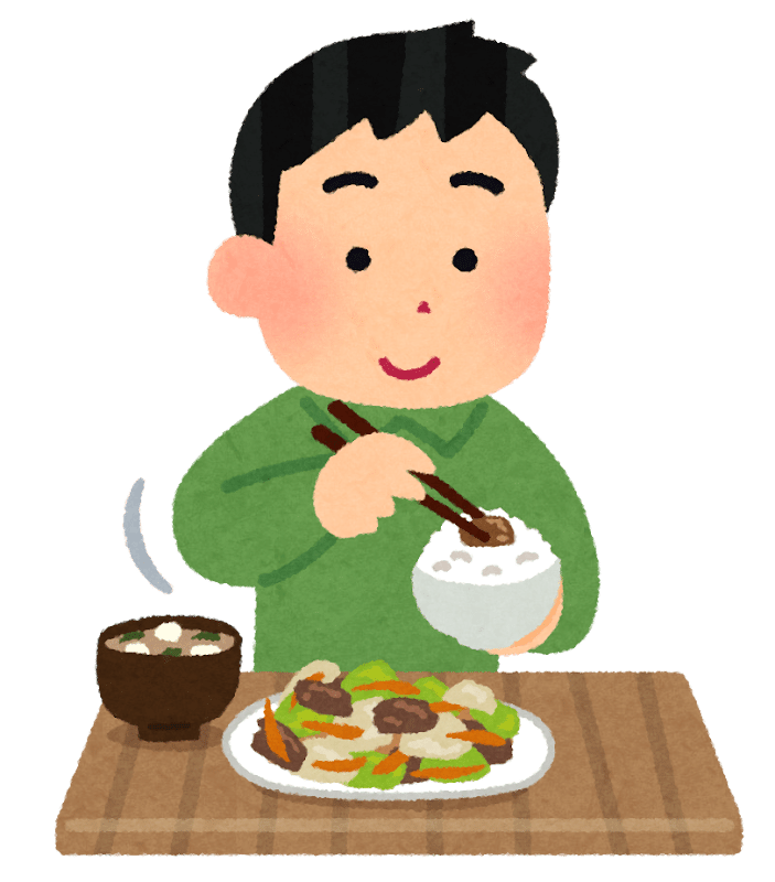 おかずをご飯に乗せる人のイラスト | かわいいフリー素材集 いらすとや