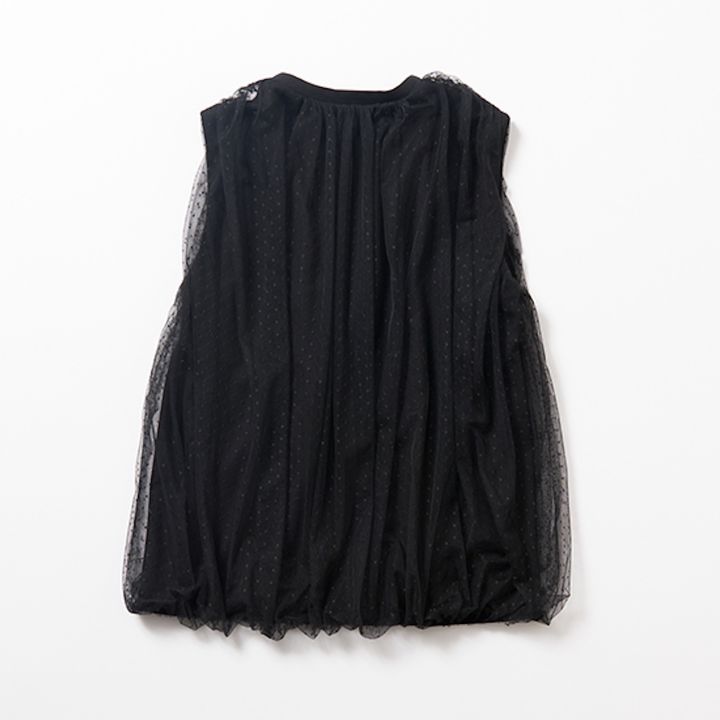 [THREE SQUARE]チュールベスト_ブラック2
