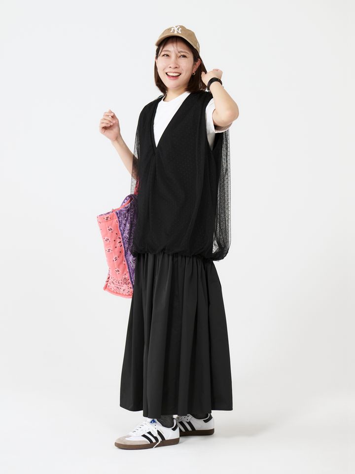 クラウドチームVERY竹内菜摘の春のジレコーデ全身１