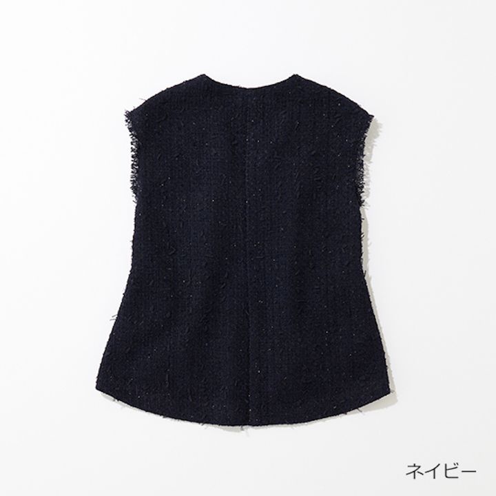 [THREE SQUARE]ラメツィードジレ_ネイビー2