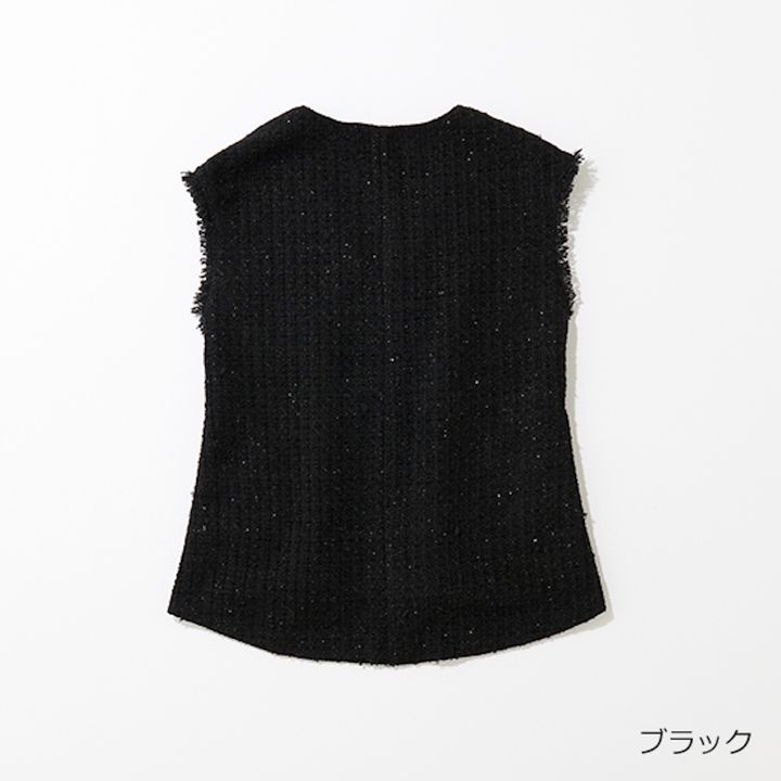 [THREE SQUARE]ラメツィードジレ_ブラック2