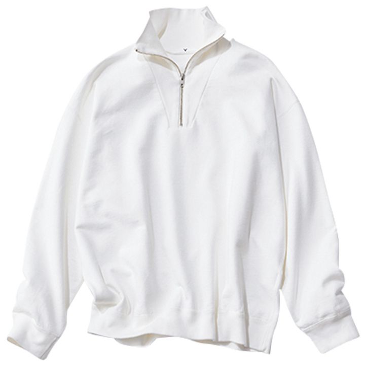 イレーヴの白のハーフジップスウェット