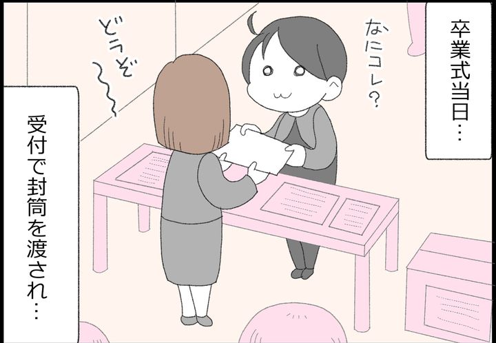 卒業式当日、受付で封筒を渡されました。