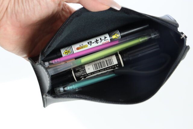 ダイソー マルチポーチ（ベーシック） 質感 使用例 文房具