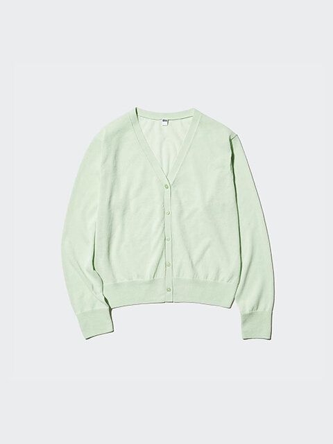 ユニクロ ライトVネックカーディガン LIGHT GREEN