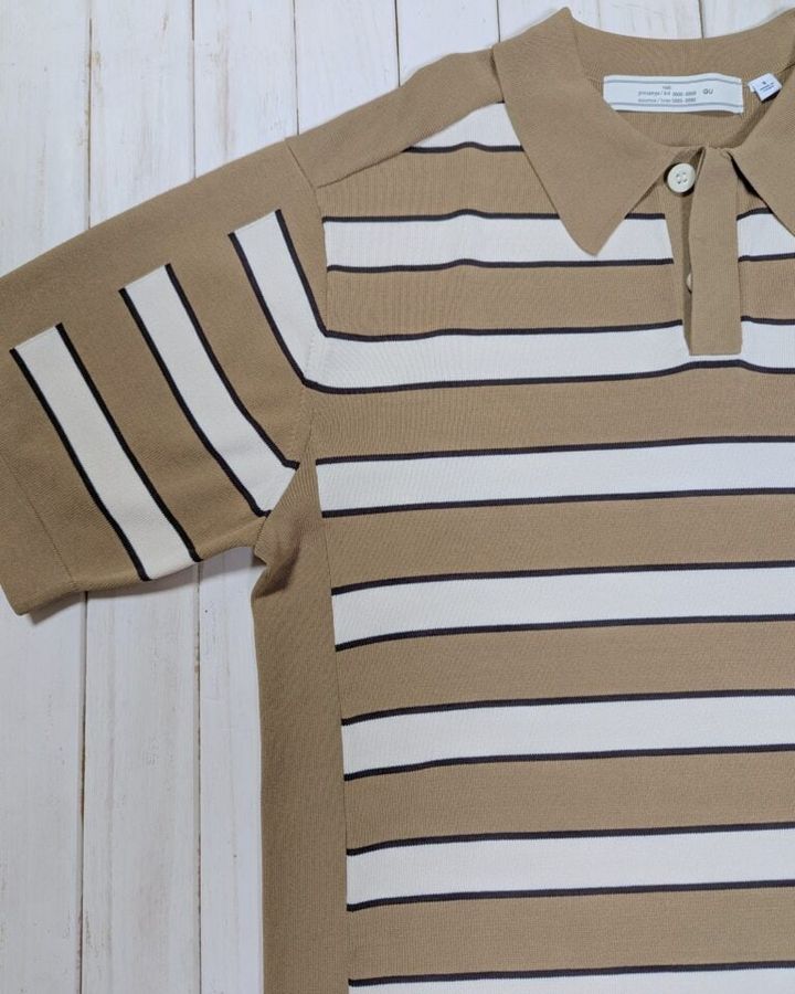 「GU」（rokh/ロック・ファン） ニットポロシャツ by rokh（メンズ）、トラックパンツ by rokh