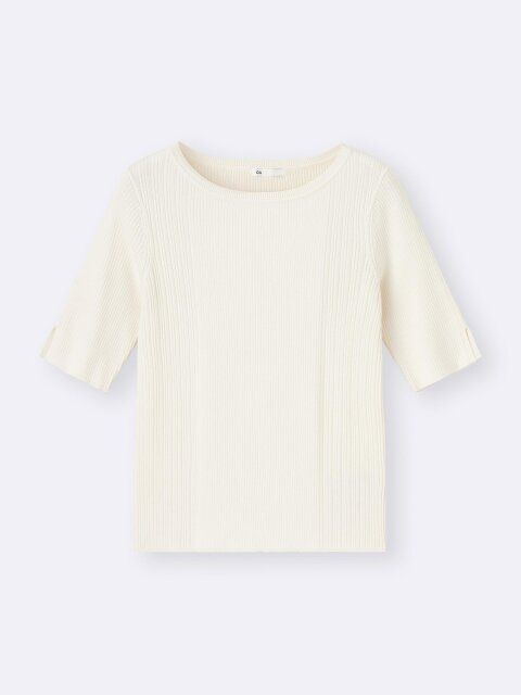 GUのリブボートネックセーター