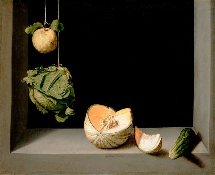 フアン・サンチェス・コターン《マルメロ、キャベツ、メロンとキュウリのある静物》1602年頃、油彩／カンヴァス サンディエゴ美術館 © The San Diego Museum of Art
