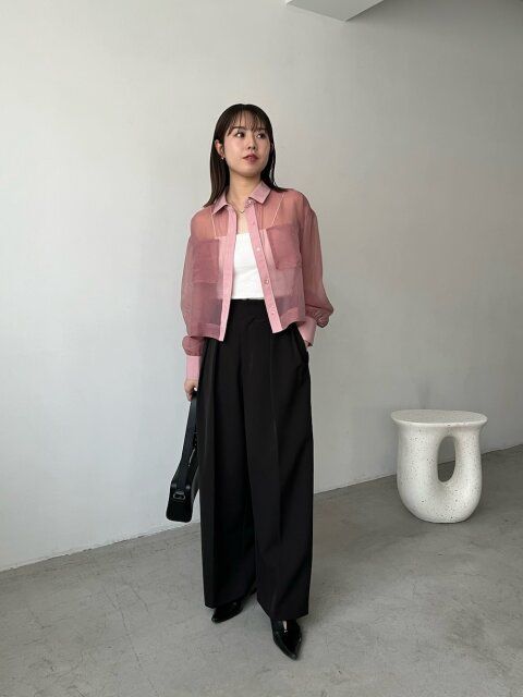 黒ワイドパンツコーデ5