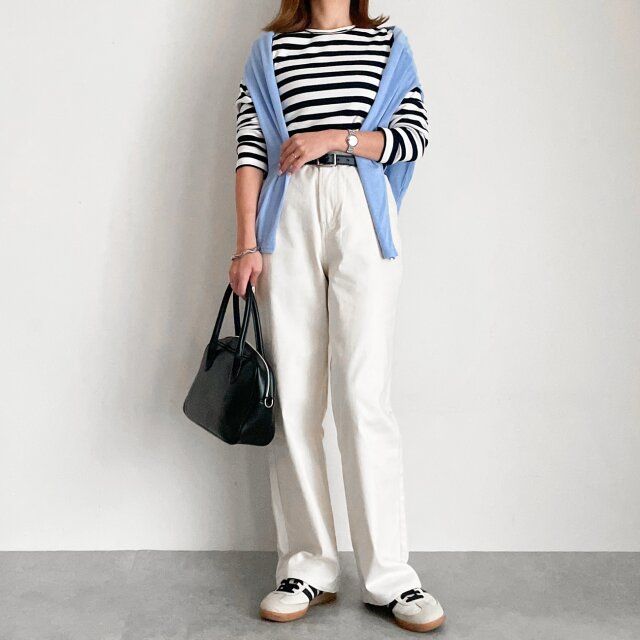 ボーダー合わせで大人カジュアルに