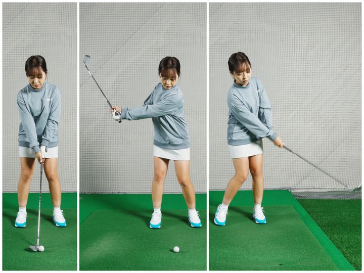 アプローチを高く上げるコツは？グリップエンドをおへそに向けると◎