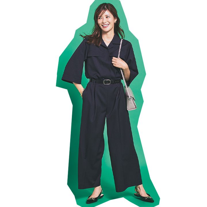 授業参観コーデにおすすめのオールインワンを着た咲和希さん