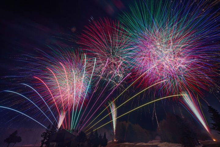 音楽に合わせた花火