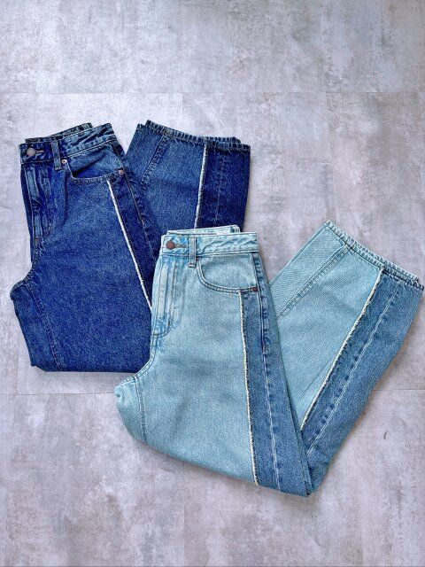 GU 2トーンバレルレッグジーンズ