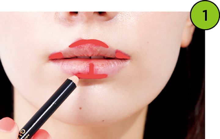 くすみ赤で形補正＆影作り