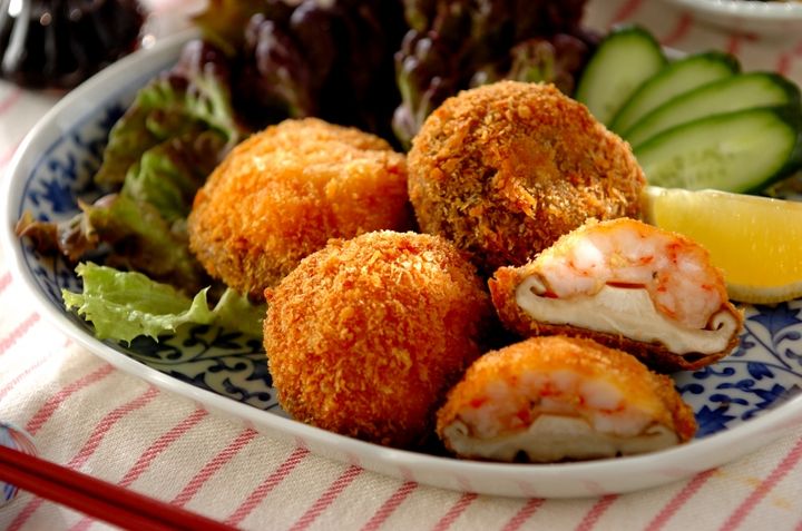 シイタケのエビ詰めフライ