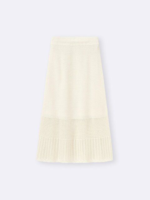 2025春夏guレディース透かし編みニットスカート