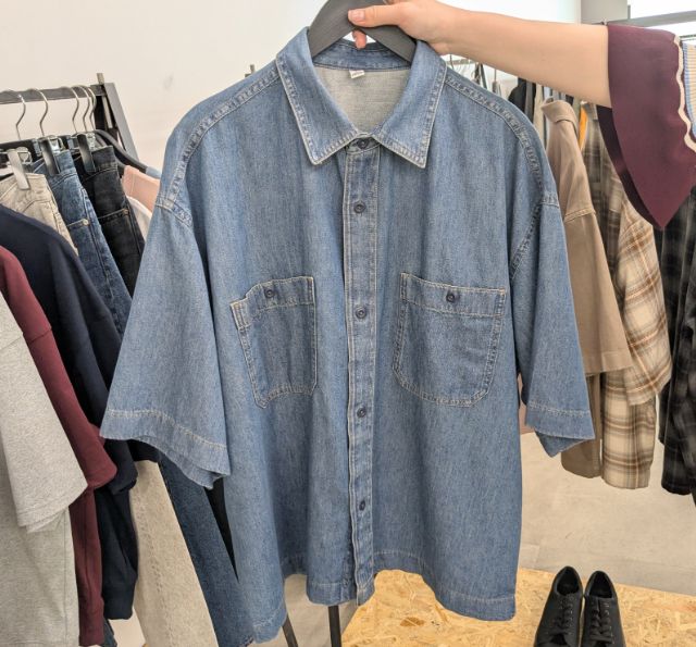 デニムボクシーワークシャツ(5分袖)