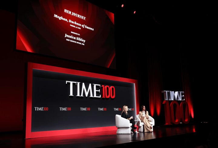 2025年TIME100サミットのジェシカ・シブリーとサセックス公爵夫人メーガン。