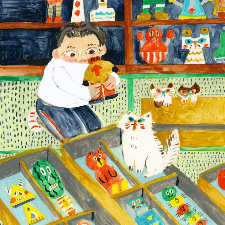 部屋の片付けをする人のイラスト