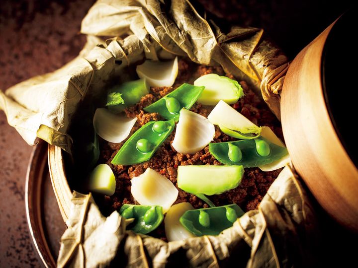 北新地『AUBE』の「猪と春野菜の中華ちまき」