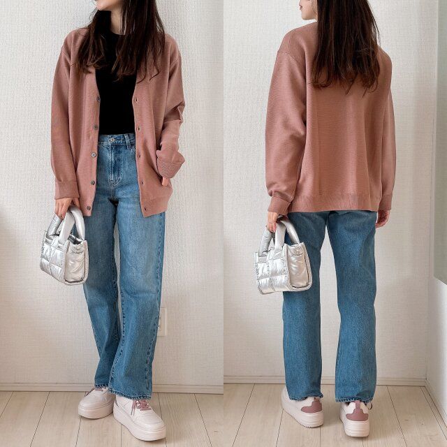 ゆるっとカーデもすっきりまとまる