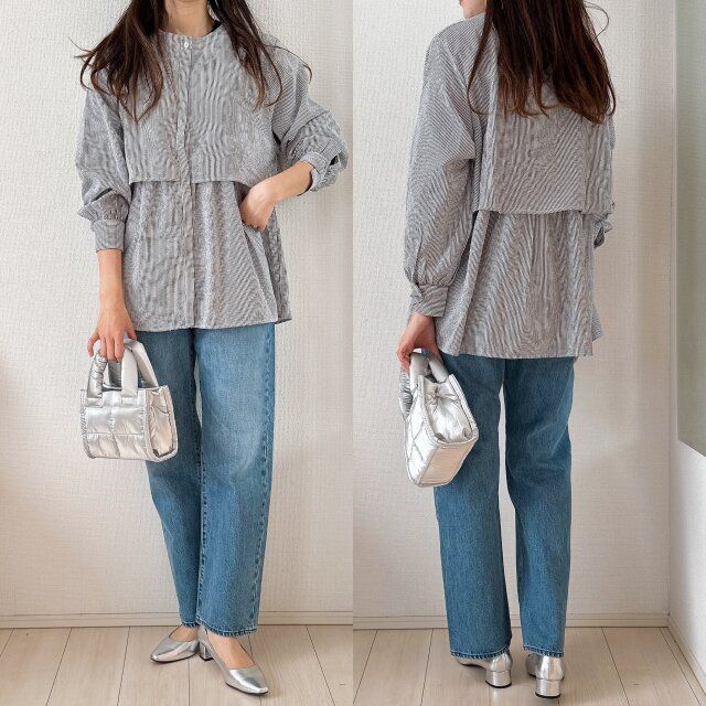 チュニック丈のブラウスでも◎