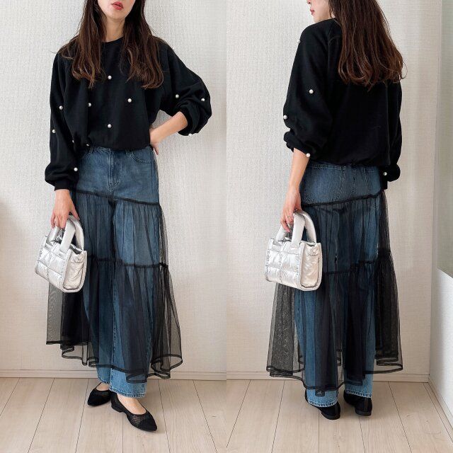 チュール重ねでトレンドコーデ