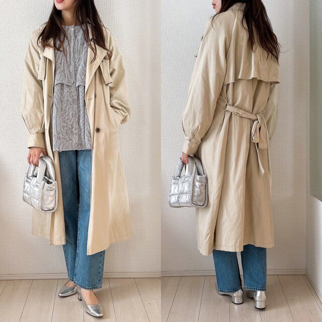 春の定番トレンチコートにも合う
