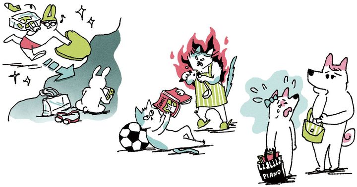 子どもの習い事に悩むお母さんのイラスト